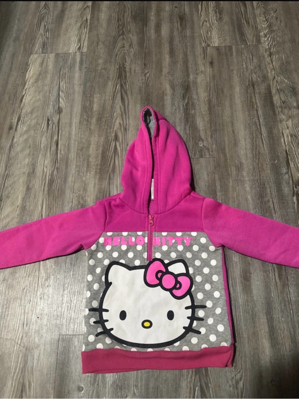Hello Kitty Hot Pink & Gray Polka Dot Zip Hoodie